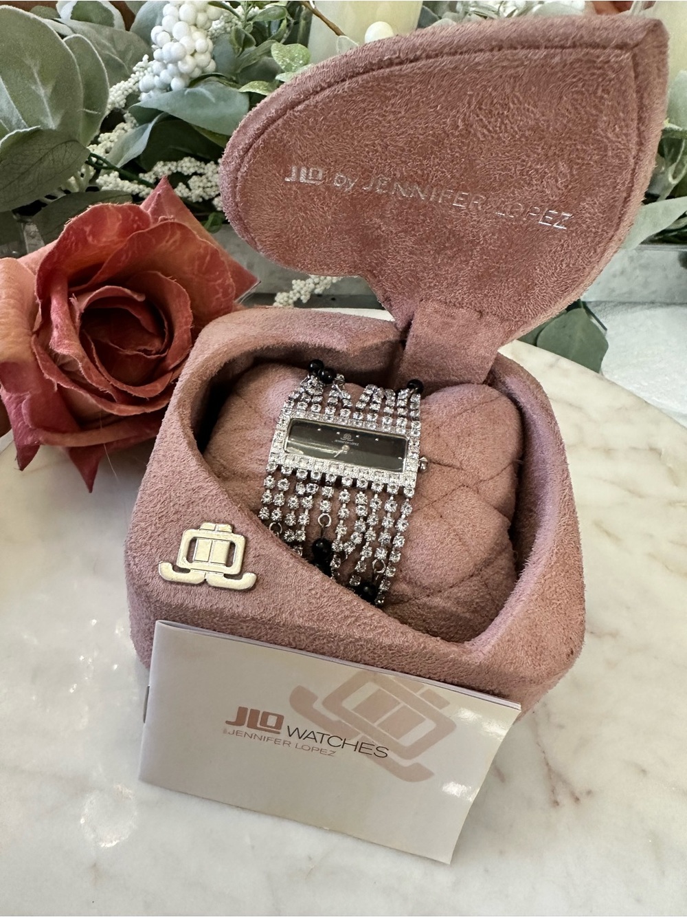 JLO by Jennifer Lopez Crystal Chain Bracelet Watch - New
